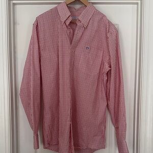 Southern Tide Red and White Plaid Shirt